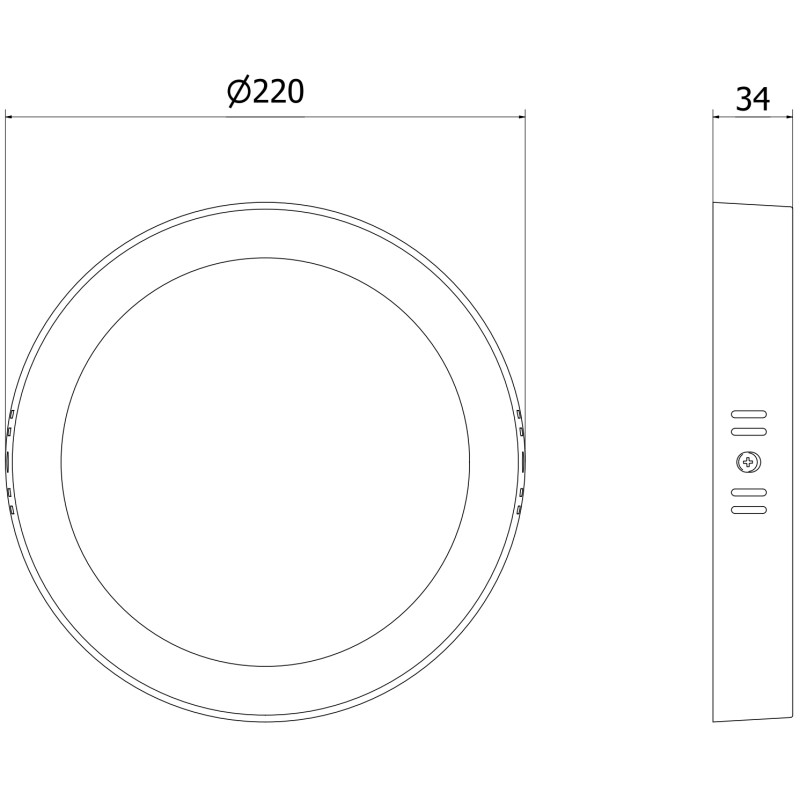 Mexen LDSR plafon sufitowy LED natynkowy fi 22 cm, 18W, Zimna - 6500K, 1440 lm, czarny - L212-022-1865-70