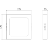 Mexen LDSS plafon sufitowy LED natynkowy 17 x 17 cm, 12W, Neutralna - 4000K, 960 lm, czarny - L213-017-1240-70