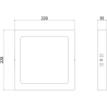Mexen LDSS plafon sufitowy LED natynkowy 22 x 22 cm, 18W, Zimna - 6500K, 1980 lm, biały - L213-022-1865-20