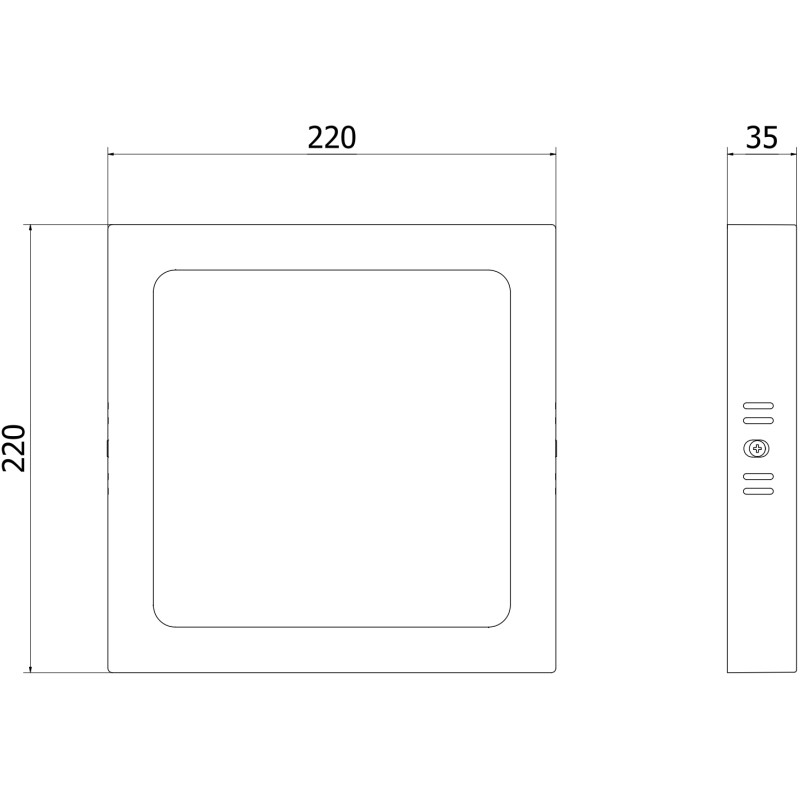 Mexen LDSS plafon sufitowy LED natynkowy 22 x 22 cm, 18W, Zimna - 6500K, 1440 lm, czarny - L213-022-1865-70