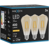 Mexen Vintis 3x żarówka filament LED E27, ST64, 4W, Ciepła - 2200K, 400 lm, amber - L152-E27-0422-50x03