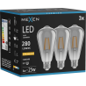 Mexen Vintis 3x żarówka filament LED E27, ST64, 4W, Ciepła - 2200K, 300 lm, smoke - L152-E27-0422-70x03