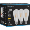 Mexen Vintis 3x żarówka filament LED E27, ST64, 4W, Ciepła - 2700K, 470 lm, clear - L152-E27-0427-00x03