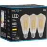 Mexen Vintis 3x żarówka filament LED E27, ST64, 4W, Ciepła - 2700K, 400 lm, amber - L152-E27-0427-50x03