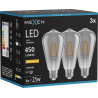 Mexen Vintis 3x żarówka filament LED E27, ST64, 6W, Ciepła - 2200K, 450 lm, smoke - L152-E27-0622-70x03