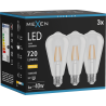 Mexen Vintis 3x żarówka filament LED E27, ST64, 6W, Ciepła - 2700K, 720 lm, clear - L152-E27-0627-00x03