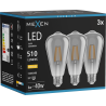 Mexen Vintis 3x żarówka filament LED E27, ST64, 6W, Ciepła - 2700K, 510 lm, smoke - L152-E27-0627-70x03