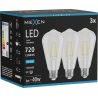 Mexen Vintis 3x żarówka filament LED E27, ST64, 6W, Zimna - 6500K, 720 lm, clear - L152-E27-0665-00x03