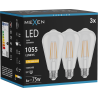 Mexen Vintis 3x żarówka filament LED E27, ST64, 8W, Ciepła - 2200K, 1055 lm, clear - L152-E27-0822-00x03