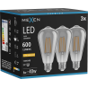 Mexen Vintis 3x żarówka filament LED E27, ST64, 8W, Ciepła - 2200K, 600 lm, smoke - L152-E27-0822-70x03