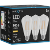 Mexen Vintis 3x żarówka filament LED E27, ST64, 8W, Ciepła - 2700K, 1055 lm, clear - L152-E27-0827-00x03