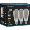 Mexen Vintis 3x żarówka filament LED E27, ST64, 8W, Ciepła - 2700K, 680 lm, smoke - L152-E27-0827-70x03