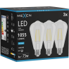 Mexen Vintis 3x żarówka filament LED E27, ST64, 8W, Zimna - 6500K, 1055 lm, clear - L152-E27-0865-00x03