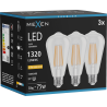 Mexen Vintis 3x żarówka filament LED E27, ST64, 10W, Ciepła - 2200K, 1320 lm, clear - L152-E27-1022-00x03