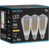 Mexen Vintis 3x żarówka filament LED E27, ST64, 10W, Ciepła - 2200K, 780 lm, smoke - L152-E27-1022-70x03
