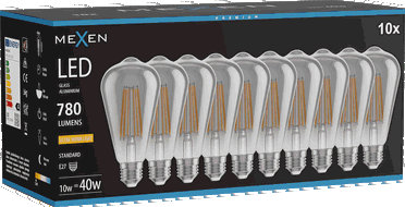 Mexen Vintis 10x żarówka filament LED E27, ST64, 10W, Ciepła - 2200K, 780 lm, smoke - L152-E27-1022-70x10