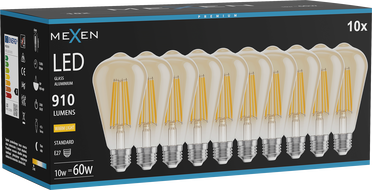 Mexen Vintis 10x żarówka filament LED E27, ST64, 10W, Ciepła - 2700K, 910 lm, amber - L152-E27-1027-50x10