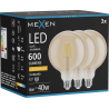 Mexen Vintis 3x żarówka filament LED E27, G125, 6W, Ciepła - 2200K, 600 lm, amber - L158-E27-0622-50x03