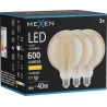 Mexen Vintis 3x żarówka filament LED E27, G125, 6W, Ciepła - 2700K, 600 lm, amber - L158-E27-0627-50x03