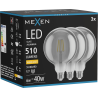 Mexen Vintis 3x żarówka filament LED E27, G125, 6W, Ciepła - 2700K, 510 lm, smoke - L158-E27-0627-70x03