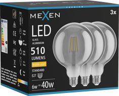 Mexen Vintis 3x żarówka filament LED E27, G125, 6W, Ciepła - 2700K, 510 lm, smoke - L158-E27-0627-70x03