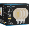 Mexen Vintis 3x żarówka filament LED E27, G125, 8W, Ciepła - 2700K, 750 lm, amber - L158-E27-0827-50x03