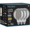 Mexen Vintis 3x żarówka filament LED E27, G125, 8W, Ciepła - 2700K, 680 lm, smoke - L158-E27-0827-70x03