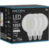 Mexen Vintis 3x żarówka filament LED E27, G125, 8W, Neutralna - 4000K, 1055 lm, clear - L158-E27-0840-00x03
