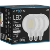 Mexen Vintis 3x żarówka filament LED E27, G125, 12W, Neutralna - 4000K, 1560 lm, clear - L158-E27-1240-00x03