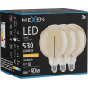 Mexen Vintis 3x żarówka filament spirala LED E27, G125, 6W, Ciepła - 2200K, 530 lm, amber - L168-E27-0622-50x03