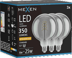 Mexen Vintis 3x żarówka filament spirala LED E27, G125, 6W, Ciepła - 2200K, 350 lm, smoke - L168-E27-0622-70x03