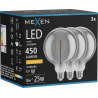 Mexen Vintis 3x żarówka filament spirala LED E27, G125, 8W, Ciepła - 2200K, 450 lm, smoke - L168-E27-0822-70x03