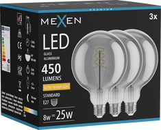 Mexen Vintis 3x żarówka filament spirala LED E27, G125, 8W, Ciepła - 2200K, 450 lm, smoke - L168-E27-0822-70x03