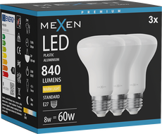 Mexen Nova 3x żarówka LED E27, R63, 8W, Ciepła - 3000K, 840 lm - L104-E27-0830-01x03