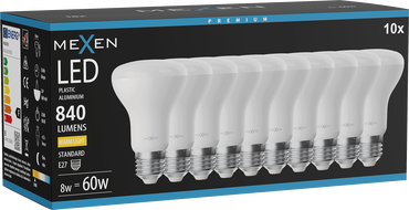 Mexen Nova 10x żarówka LED E27, R63, 8W, Ciepła - 3000K, 840 lm - L104-E27-0830-01x10