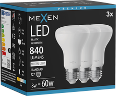 Mexen Nova 3x żarówka LED E27, R63, 8W, Neutralna - 4000K, 840 lm - L104-E27-0840-01x03