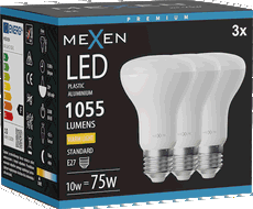 Mexen Nova 3x żarówka LED E27, R63, 10W, Ciepła - 3000K, 1055 lm - L104-E27-1030-01x03