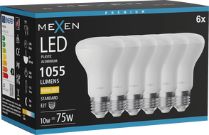 Mexen Nova 6x żarówka LED E27, R63, 10W, Ciepła - 3000K, 1055 lm - L104-E27-1030-01x06