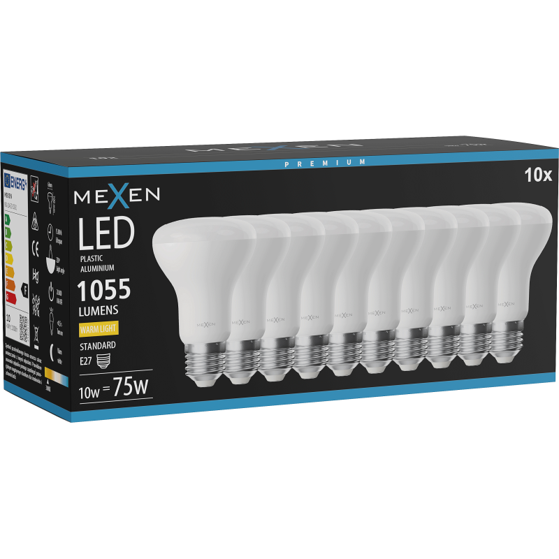 Mexen Nova 10x żarówka LED E27, R63, 10W, Ciepła - 3000K, 1055 lm - L104-E27-1030-01x10