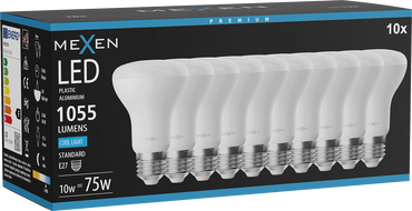 Mexen Nova 10x żarówka LED E27, R63, 10W, Zimna - 6500K, 1055 lm - L104-E27-1065-01x10