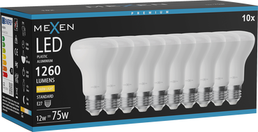 Mexen Nova 10x żarówka LED E27, R63, 12W, Ciepła - 3000K, 1260 lm - L104-E27-1230-01x10