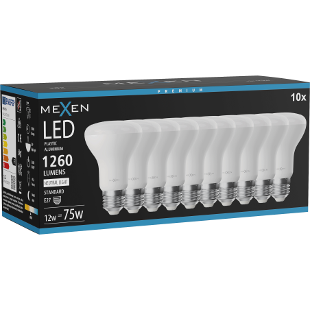 Mexen Nova 10x żarówka LED E27, R63, 12W, Neutralna - 4000K, 1260 lm - L104-E27-1240-01x10