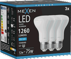 Mexen Nova 3x żarówka LED E27, R63, 12W, Zimna - 6500K, 1260 lm - L104-E27-1265-01x03