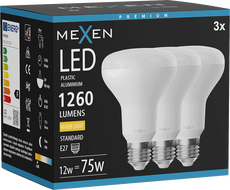 Mexen Nova 3x żarówka LED E27, R80, 12W, Ciepła - 3000K, 1260 lm - L105-E27-1230-01x03