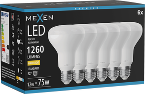 Mexen Nova 6x żarówka LED E27, R80, 12W, Ciepła - 3000K, 1260 lm - L105-E27-1230-01x06