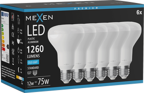 Mexen Nova 6x żarówka LED E27, R80, 12W, Zimna - 6500K, 1260 lm - L105-E27-1265-01x06