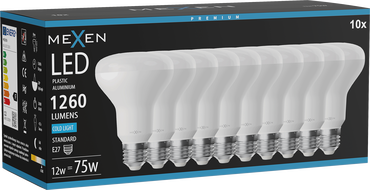Mexen Nova 10x żarówka LED E27, R80, 12W, Zimna - 6500K, 1260 lm - L105-E27-1265-01x10