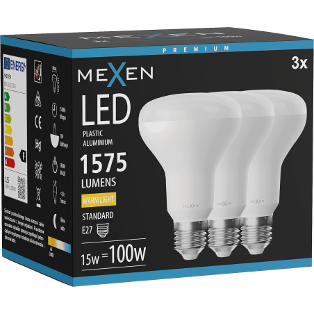 Mexen Nova 3x żarówka LED E27, R80, 15W, Ciepła - 3000K, 1575 lm - L105-E27-1530-01x03