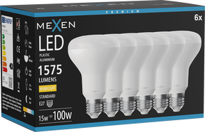 Mexen Nova 6x żarówka LED E27, R80, 15W, Ciepła - 3000K, 1575 lm - L105-E27-1530-01x06