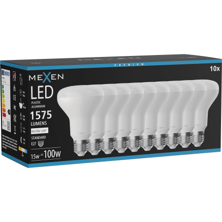Mexen Nova 10x żarówka LED E27, R80, 15W, Neutralna - 4000K, 1575 lm - L105-E27-1540-01x10